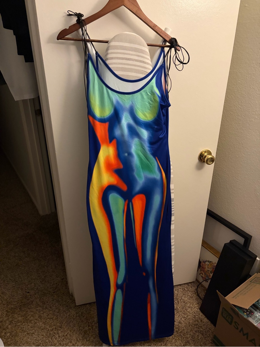 SHEIN Blue Multicolor Abstract Thermo Dress